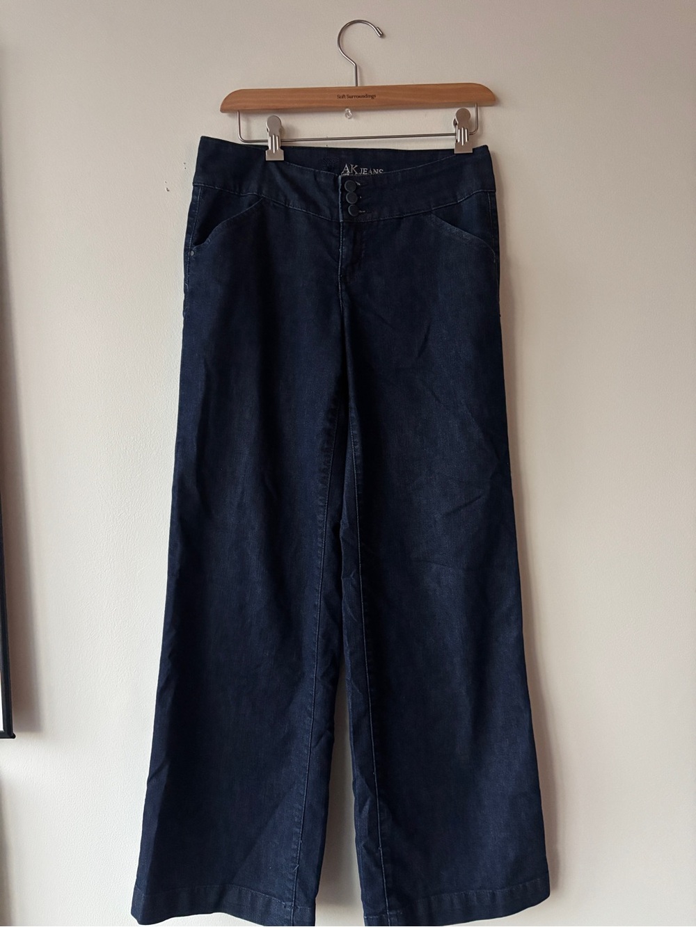 Anne Klein Dark Navy Wide-Leg Jeans